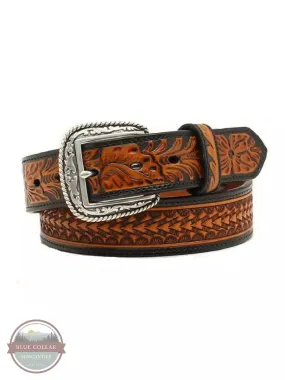 A1020867 Floral Embossed Belt Black/Tan