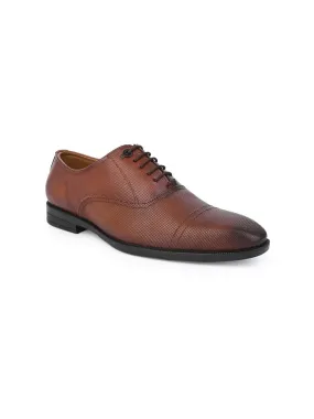 Alberto Torresi Genuine Leather Textured Tan Formal Laceup Shoes