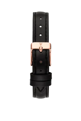 Black Leather Strap Rose Gold