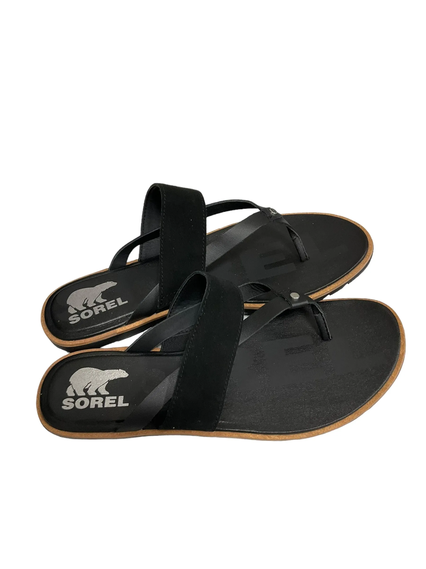 Black Sandals Flip Flops Sorel, Size 9.5