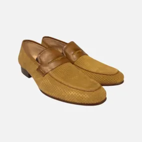 Clearance Shoe Sale | Tan Suede Penny Loafer Wyatt by Stacy Adams