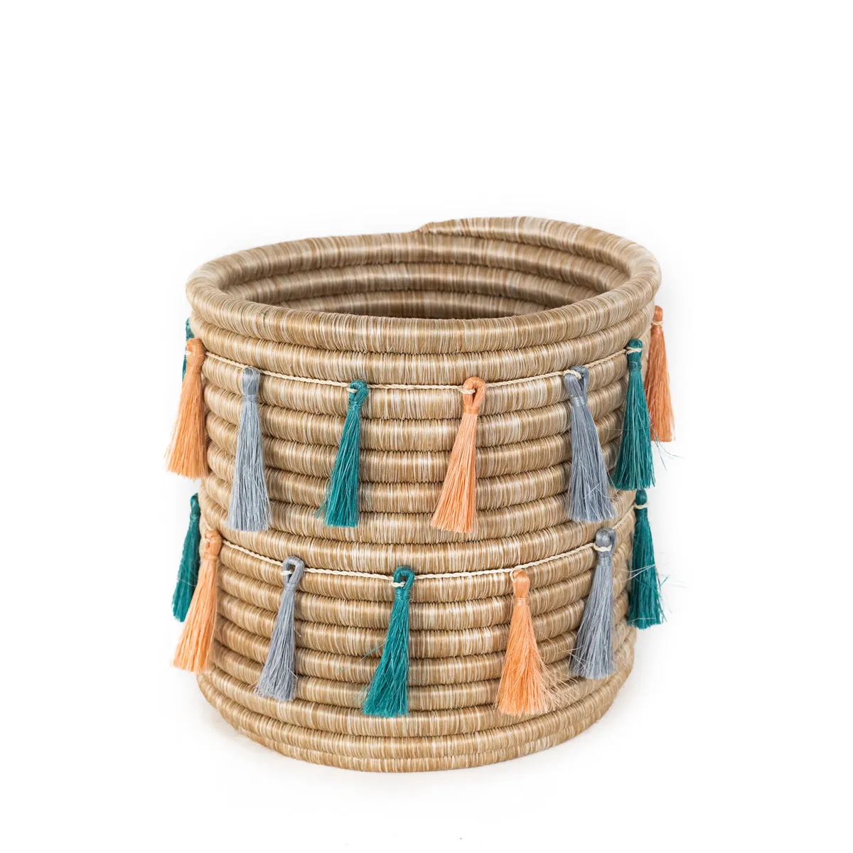 Sutton Woven Storage Basket and Joyful Tassel Set