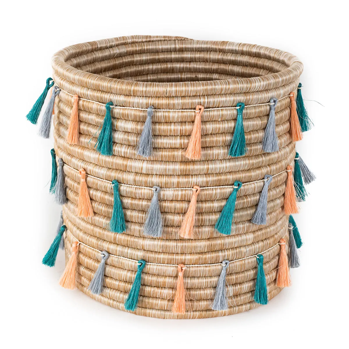 Sutton Woven Storage Basket and Joyful Tassel Set