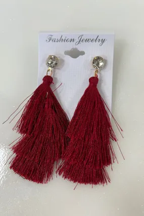 Tassel Dangle Earring - Merlot Red